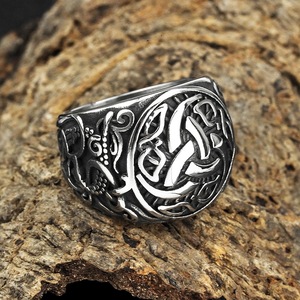 Stainless Steel Viking <b>Celtic</b> Knot <b>Ring</b> Men Hip Hop Geometric Design Gift Jewelry - Product Image 2
