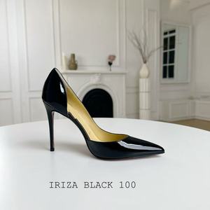 Chaussures de créateur style Z à ouverture latérale en cuir verni pour femme, nouvelles, sexy, à talon aiguille rouge, élégantes, pointues, noires, pour le travail - Product Image 2