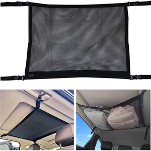 Bolsa de malla para carga montada en el techo del coche, almacenamiento multiusos 3D negro para tiendas de campaña, mantas y artículos diversos - Product Image 3