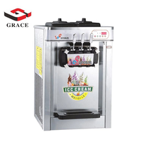 Machine à glace molle et yaourt glacé automatique en acier inoxydable de qualité commerciale, homologuée CE, nouvelle, 3 saveurs, 20-25 L/h