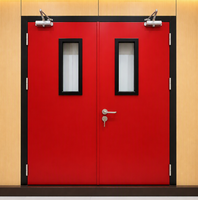 Porte coupe-feu en acier à barre anti-panique, vente directe usine, porte de sécurité ignifugée commerciale en métal