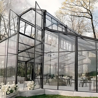 Tentes de réception de luxe pour événements, 1000 personnes, extérieur, transparentes, cadre noir, serre