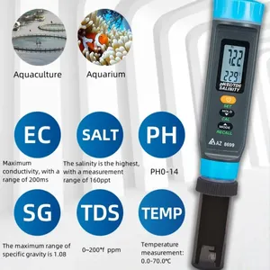 PH. <span class=keywords><strong>EC.</strong></span> TDS. Salinidad. S.G. Temp. Sonda de Agua Multifuncional 6 en 1 AZ8699 Capaz de Medir el Rango de Conductividad Azul/Gris/Negro - Product Image 4