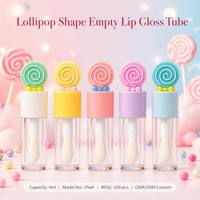Tube de brillant à lèvres vide ISMAN Private Label 4ml, design sucette, applicateur en silicone épais, emballage cosmétique mignon