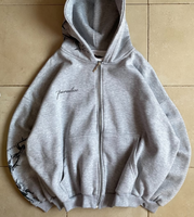 Sweat à capuche streetwear personnalisé, effet délavé soleil, patch DTG, délavé à l'acide, 100% coton, sweat à capuche oversize pour homme, sweat à capuche zippé en molleton bouclette