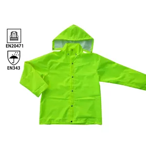 EN343 EN20471 jaqueta impermeável fluorescente ternos casaco de chuva verde claro