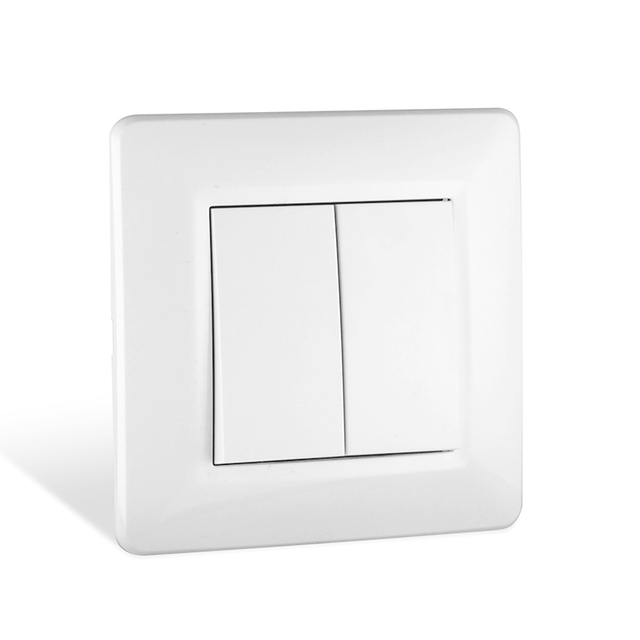 EU Standard Push Button PC Frame Home Electrical 2 Gang 1 Way Light Control Wall Switch