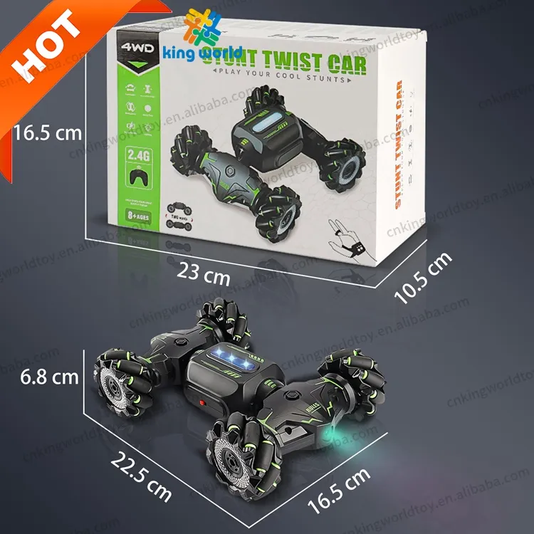 Carro de acrobacias em rolo rotativo RC 2.4G controle remoto elétrico 4WD deriva off-road rotação de 360 graus caindo condução dupla face