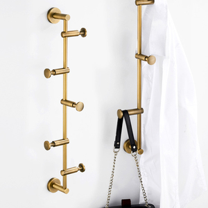 <span class=keywords><strong>Appendiabiti</strong></span> da Parete in Ottone con 3 Ganci, 60cm, Finitura Spazzolata, Multifunzione per Soggiorno e Bagno - Product Image 1