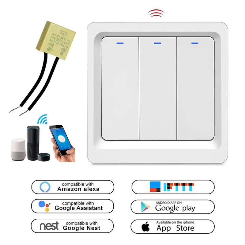 LEDEAST DS-102JL-3ราคาโรงงาน Tuya สมาร์ทบ้าน3แก๊งสวิทช์ผนังไม่มีเป็นกลางต้อง Zigbee Wifi สวิทช์ไฟสมาร์ท