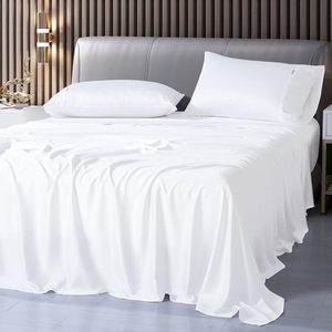 Parure de draps 100 % bambou, housse de couette blanche, 300 fils/cm², satiné, écologique, doux, lisse, luxe, style hôtel, taille personnalisée, vente en gros - Product Image 4