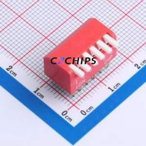 DSDP-06-R DIP Switch Through hole Component (THT) Switch Piano Key 6 2.54mm Red - Product Image 1