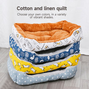 Cama para gatos de algodón y lino para todas las estaciones, cueva, sofá y perrera estilo invierno para mascotas con diseño de dibujos animados para mascotas - Product Image 5