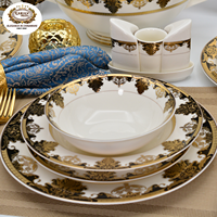 Service de table en porcelaine de luxe Karosa 24 carats en or, vaisselle en céramique, assiettes, bols, ensembles de bols, ensembles de table