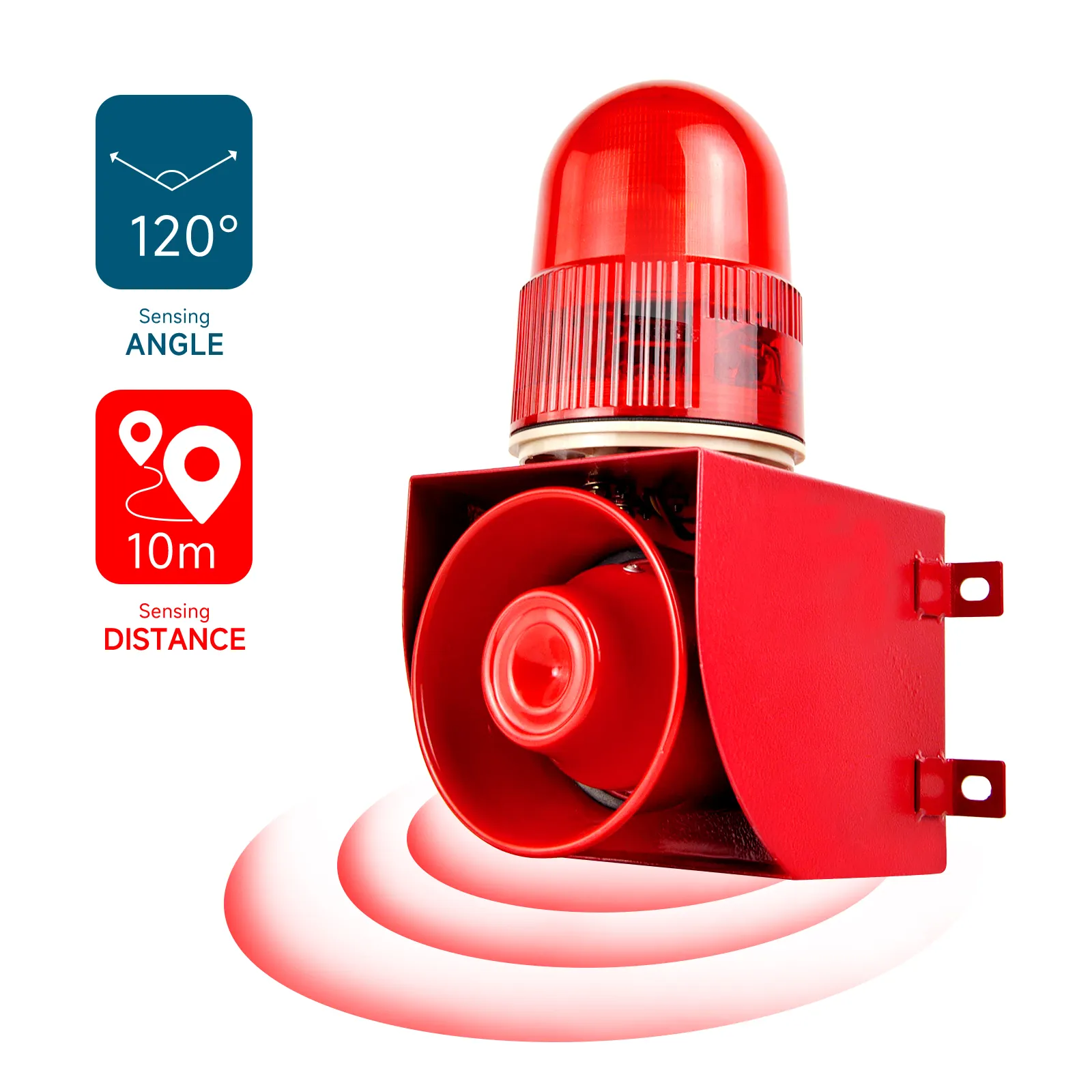 YASONG 120dB sensore di movimento esterno allarme IP65 impermeabile LED lampeggiante wireless suono e luce casa e sistema di allarme antincendio