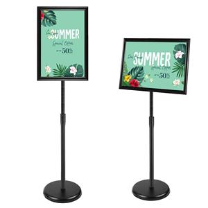 Supporto per Menu Pieghevole Regolabile con Base Rotonda in Alluminio, Espositore da Terra Argento per Uso Interno A3 - Product Image 2