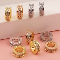 Perles rondes en laiton plaqué or 18 carats avec zircon, 4 mm, 6 mm, 8 mm, pour bracelet fait main, accessoires de bijoux