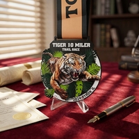 Médailles personnalisées imprimées en 3D pour les événements sportifs de course sur sentier, médaille personnalisée en forme de tigre avec logo et ruban