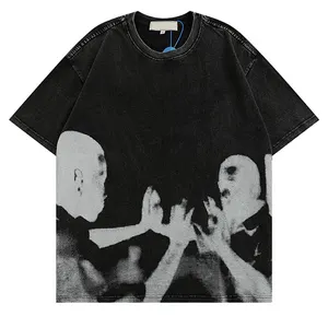 Mens Punk T Shirt Streetwear Hip Hop Vintage Retro Custom Graphic Print Gothic T-Shirt 2022 Casual Cotton Tshirt