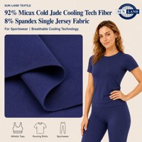 Micax cold jade cooling tech fibre polyester 92% spandex tissu jersey simple pour vêtements de sport 8%