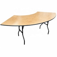 Table ronde pliante de 8 pieds avec plateau en contreplaqué, ensemble de 4 tables combinées en forme de demi-lune incurvée pour hôtel et banquet