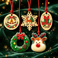 Bon marché, forme personnalisée, cercle écologique, ornements de Noël en bois, coffret cadeau pour enfants
