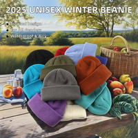 2025 Unisex gebreide beanie met aangepast logo, ademend, waterdicht, acryl, fruitletterpatroon, casual, warme wintermuts