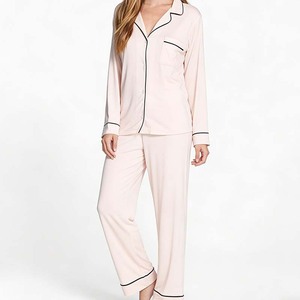 Pigiami OEM personalizzati in cotone modal con elastico in vita, maniche lunghe, tinta unita, <span class=keywords><strong>taglie</strong></span> <span class=keywords><strong>forti</strong></span>, in raso - Product Image 1