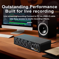 Interfaz de Audio USB Profesional de 4 Canales con Preamplificador de Micrófono, Compatible con ASIO para Transmisión en Vivo y Grabación de Música