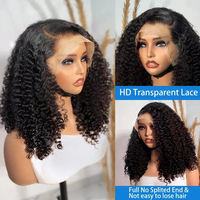 Vente chaude 2024 Perruque en dentelle super doublement étirée, 300% 4X4 Perruques sans colle Cheveux humains, Perruques bouclées moelleuses et vierges brutes avec dentelle sur le devant