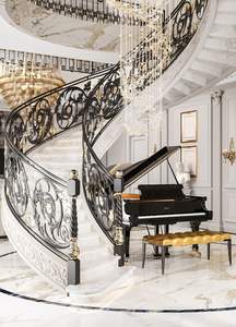 <span class=keywords><strong>Escaleras</strong></span> curvas con estructura metálica interior <span class=keywords><strong>de</strong></span> villa moderna personalizada hechas en EE. UU. con acero inoxidable <span class=keywords><strong>y</strong></span> mármol <span class=keywords><strong>de</strong></span> hierro forjado/peldaños <span class=keywords><strong>de</strong></span> <span class=keywords><strong>madera</strong></span> - Product Image 2