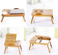 Table de lit pliable contemporaine en bambou Jumon, table de petit-déjeuner, support pour ordinateur portable réglable en hauteur, utilisation au bureau, couleur naturelle