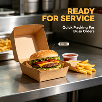 Boîte à hamburger en kraft écologique biodégradable, boîte à clapet de qualité alimentaire recyclable pour la vente à emporter, la restauration en gros