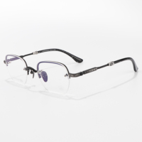 Gafas de lujo de marca, montura plateada y negra, media montura, anti luz azul, montura óptica para lectura con prescripción, gafas reflectantes para hombre, de lujo