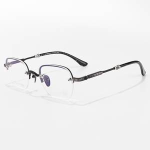 Lunettes de luxe de marque argentées et noires à demi-cadre anti-lumière bleue, monture optique de prescription, lunettes de lecture réfléchissantes pour hommes, luxe - Product Image 2