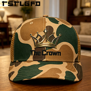 Gorra Trucker de Camuflaje Estructurada de 6 Paneles con Logotipo Personalizado, Venta al por Mayor, Gorra de Malla Bordada en 3D, Cierre a Presión de Una Sola Fila, para Invierno y Exteriores - Product Image 3