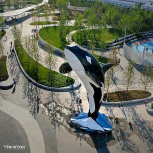 Scultura all'aperto dell'acciaio inossidabile della balena di Vincentaa utilizzata per la grande scultura su ordinazione del parco - Product Image 1