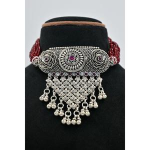 Collar Gargantilla Étnico Vintage de Plata 925 con Diseño de Flor, Cristal y Diamantes de Imitación, Joyería de Regalo para Mujer, Estilo Cadena con Cuentas - Product Image 3