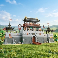 Set de Construcción de Bloques de la Antigua Fortaleza China: Puerta de Ciudad con Puente Retráctil y Torre de Vigilancia, Modelo de Ladrillos, Arquitectura DIY, Regalo