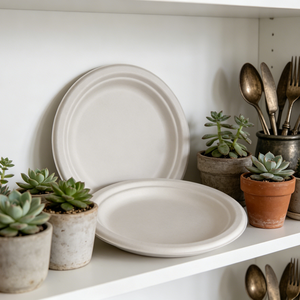 Assiettes jetables robustes en bagasse de canne à sucre, compostables, biodégradables, écologiques, compatibles micro-ondes, pour fêtes, plats à emporter et services de restauration - Product Image 6