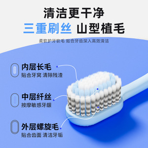Banner <b>Toothbrush</b> Wide <b>Head</b> Soft Bristles Triple Planted Oral Care Adult Manual <b>Toothbrush</b> - Product Image 3