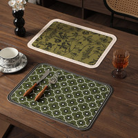 Napperon de table moderne de style médiéval européen rétro en cuir PU, imperméable, résistant à l'huile, sans lavage, résistant aux hautes températures, luxueux