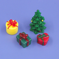 Boîte cadeau colorée, breloques en résine de Noël pour la fabrication de bijoux DIY, décoration de coque de téléphone, accessoires miniatures pour maison de poupée