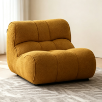 Ensemble de canapés vintage rétro en tissu chenille en forme de citrouille avec pieds en bois et accoudoirs droits pour salon