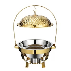 Chauffe-Plat Professionnel en Acier Inoxydable avec Couvercle Suspendu, Chauffe-Plat à Alcool, Couvercle Diamanté pour Traiteur, Hôtel, Buffet, Restaurant - Product Image 5