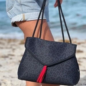 Custom Leopard Printed Neoprene Tote <b>Bag</b> Tassel Fashionable Women's Water-Resistant Shoulder <b>Bags</b> for <b>Summer</b> Travel Beach Use - Product Image 2