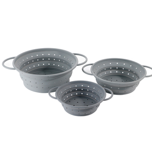 2024 <strong>Silicone</strong> Round Retractable <strong>Silicone</strong> Foldable Filter Strainer Kitchen 3 Capacity Drain Basket - Product Image 1