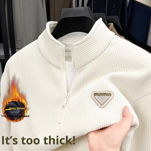 Suéter de Punto Grueso Personalizado OEM de Alta Calidad, Moderno, Holgado, Estilo Urbano, Reactivo al Calor, con Cierre Termocrómico en el Cuello para Hombre - Product Image 3