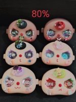 Coque de visage BB3 100% 80% pour collectionneurs de jouets, accessoires pour poupées anime DIY faits à la main, yeux à paillettes, style Noël, yeux 100% aléatoires