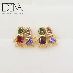 DTINA Modern 18k Gold Plated Delicate Couples modelling Jewelry Stud Earrings for Lovers